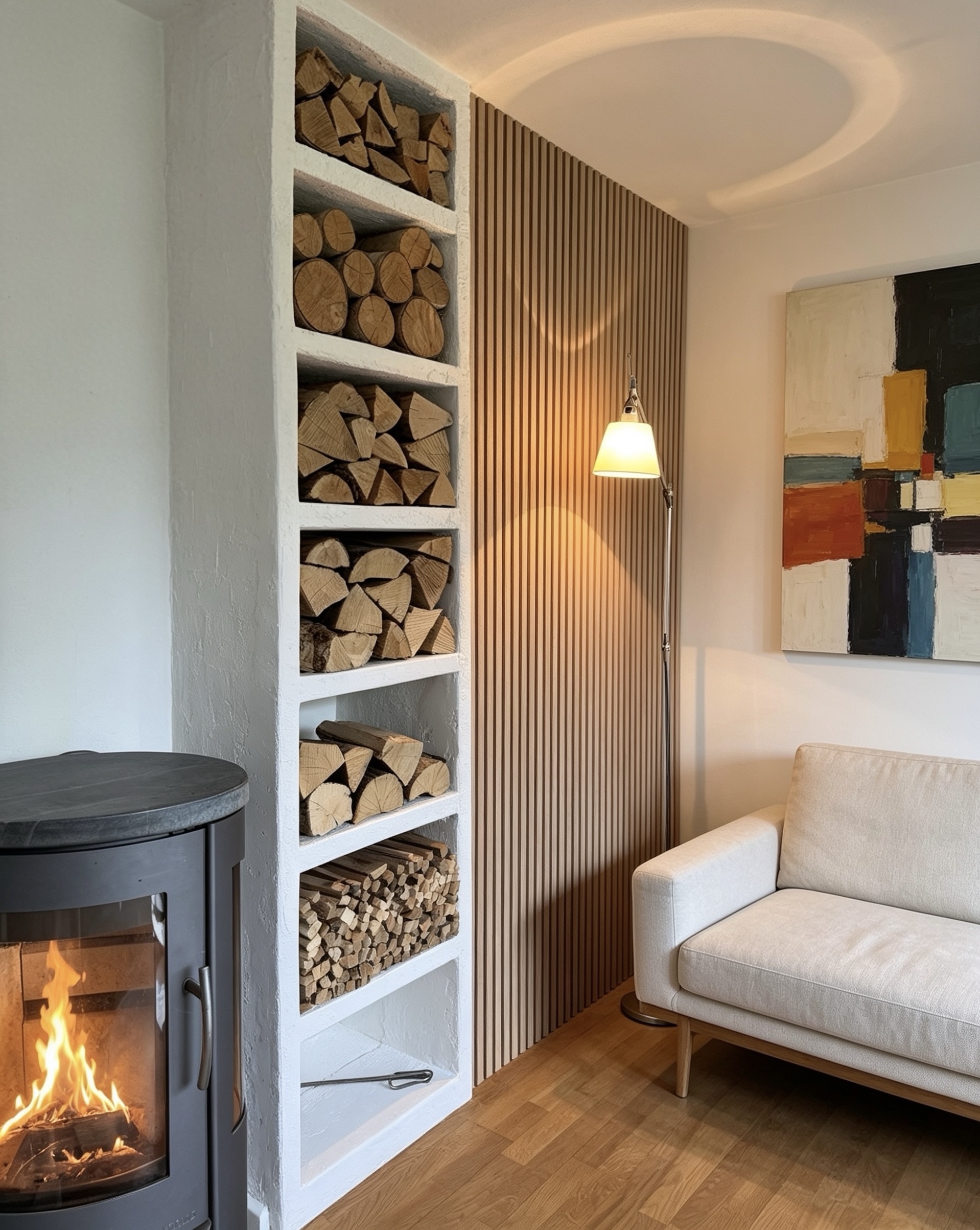 Akustikpanel in Holzoptik im Innenraum